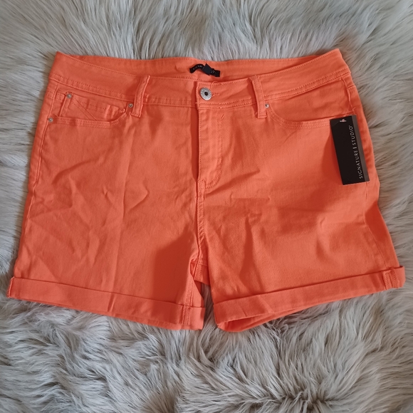 Signature Studio Pants - Signature Studio New Orange Chino Shorts Size 16